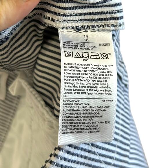 GAP Girlfriend Khaki Pants NWT Women's Sz 14 Railroad Stripe Blue Casual Coastal - Picture 7 of 8